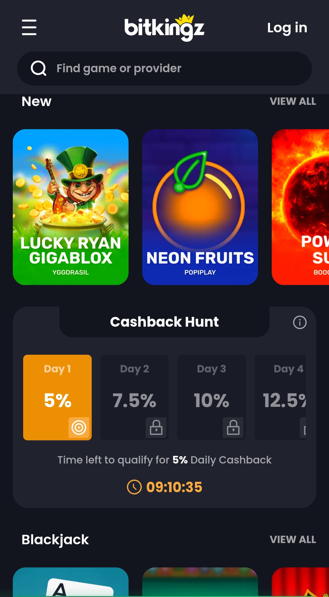 Bitkingz Casino Interface